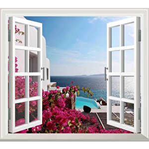 Pencere Poster Duvar Kağıdı Deniz Havuz Yapışkanlı Sticker