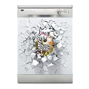 Bulaşık Makinesi Sticker Kaplama Beyaz Eşya Kaplama Şirin Zebra