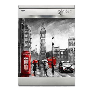 Bulaşık Makinesi Sticker Kaplama Beyaz Eşya Kaplama Saat Kulesi Yağlıboya