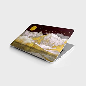 Laptop Sticker Bilgisayar Notebook Pc Kaplama Etiketi 3d Altın Dağlar