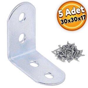 Mobilya Dolap Köşe Bağlantı Sabitleme L Demir Köşebent Gönye 30x30x17 Mm (5 Adet)