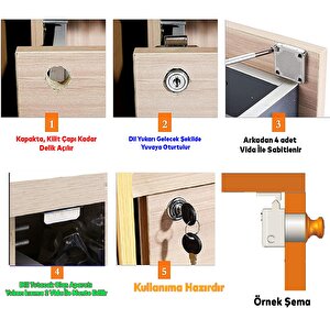 Oval Silindir Mobilya Çekmece Dolap Kilidi Nikel Krom 2 Anahtarlı Kilit 22 Mm