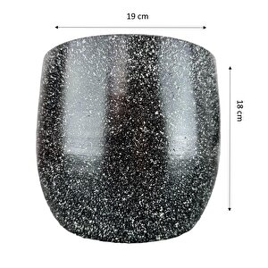 Siyah Granit Toprak Saksı Saksılık Salon Çiçeklik - 19 Cm