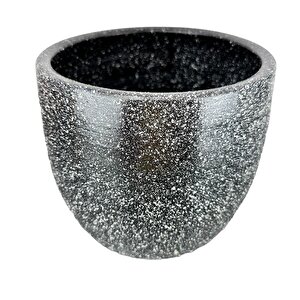 Bitki Tasarımı Siyah Granit Toprak Saksı Saksılık Salon Çiçeklik - 19 Cm