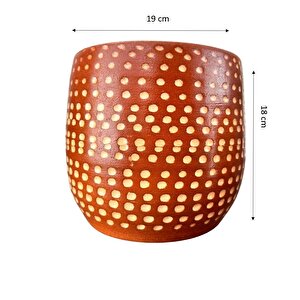 Beyaz Nokta Desenli Toprak Saksı Saksılık Salon Çiçeklik - 19 Cm