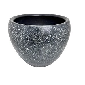 Bitki Tasarımı Gri Granit Toprak Saksı Saksılık Salon Çiçeklik - 15 Cm