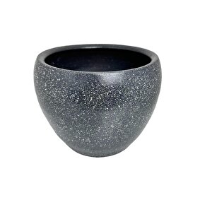 Bitki Tasarımı Gri Granit Toprak Saksı Saksılık Salon Çiçeklik - 15 Cm