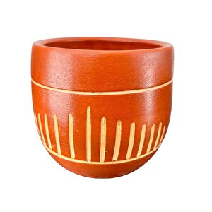 Bitki Tasarımı Dik Çizgi Desenli Toprak Saksı Saksılık Salon Çiçeklik - 19 Cm