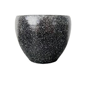 Siyah Granit Toprak Saksı Saksılık Salon Çiçeklik - 15 Cm