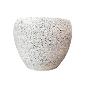 Beyaz Granit Toprak Saksı Saksılık Salon Çiçeklik - 15 Cm