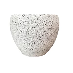 Bitki Tasarımı Beyaz Granit Toprak Saksı Saksılık Salon Çiçeklik - 15 Cm