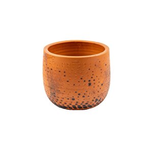 Siyah Nokta Desenli Toprak Saksı Saksılık Salon Çiçeklik - 19 Cm