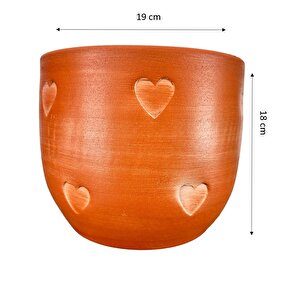 Kalp Desenli Toprak Saksı Saksılık Salon Çiçeklik - 19 Cm