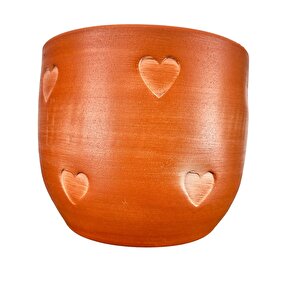 Bitki Tasarımı  Kalp Desenli Toprak Saksı Saksılık Salon Çiçeklik - 19 Cm