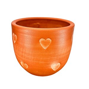 Bitki Tasarımı  Kalp Desenli Toprak Saksı Saksılık Salon Çiçeklik - 19 Cm