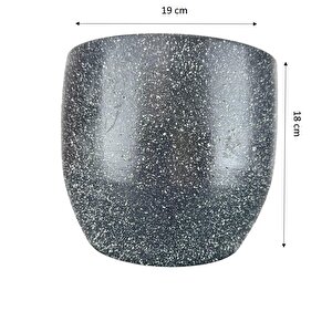 Gri Granit Toprak Saksı Saksılık Salon Çiçeklik - 19 Cm