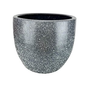 Bitki Tasarımı Gri Granit Toprak Saksı Saksılık Salon Çiçeklik - 19 Cm