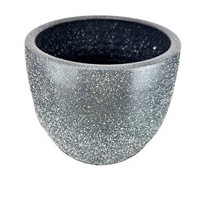 Bitki Tasarımı Gri Granit Toprak Saksı Saksılık Salon Çiçeklik - 19 Cm