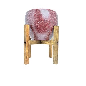 Bordo Granit Toprak Saksı Saksılık Salon Çiçeklik 4 Ayaklı - 15 Cm
