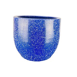 Bitki Tasarımı Lacivert Granit Toprak Saksı Saksılık Salon Çiçeklik - 19 Cm