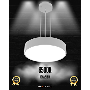 Drum 40cm, Gri Kasa, Beyaz Işık, Ledli Modern Led Avize, Salon, Mutfak, Oturma Yatak Odası, Sarkıt Beyaz Işık (6500K)