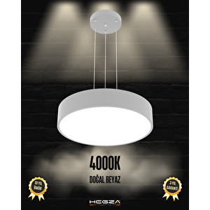 Drum 40cm ( Gri Kasa, Doğal Beyaz Işık ) Sarkıt Ledli Modern Led Avize, Salon, Mutfak, Oturma Odası Gün Işığı 4000K