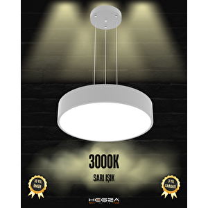 Drum 40cm ( Gri Kasa, Sarı Işık ) Sarkıt Ledli Modern Led Avize, Salon, Mutfak, Oturma Odası Sarı Işık (3000K)