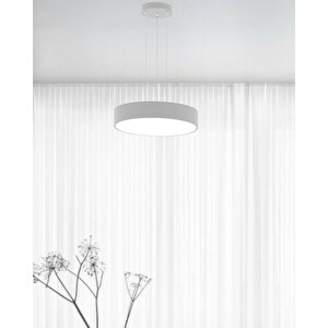 Drum 40cm ( Gri Kasa, Sarı Işık ) Sarkıt Ledli Modern Led Avize, Salon, Mutfak, Oturma Odası Sarı Işık (3000K)