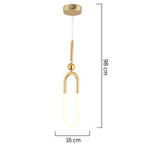 Thisted Tekli Gold Ledli 13 Watt Modern Koridor, Yatak Odası Salon Sarkıt Led Avize