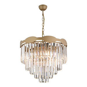 İngrid 6'lı Eskitme Kristalli Taşlı Modern Tasarım Kristal Salon Avize