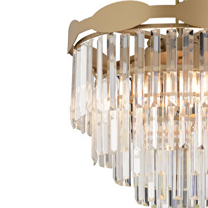İngrid 6'lı Eskitme Kristalli Taşlı Modern Tasarım Kristal Salon Avize