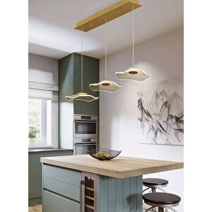 Luxury Exclusive Üçlü Sıralı Sarkıt Led Avize Jellyfish Gold Sarı Ledli Avize