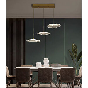 Luxury Exclusive Üçlü Sıralı Sarkıt Led Avize Jellyfish Gold Sarı Ledli Avize