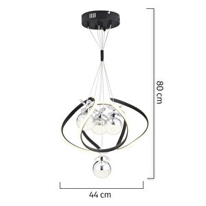 Balca 4'lü Siyah Krom 3 Renkli 84 Watt Ledli Modern Oturma Odası, Koridor, Salon Led Avize