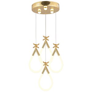 Vojens 4'lü Yuvarlak Gold Ledli 53 Watt Kelebek Detaylı Modern Koridor, Yatak Odası Salon Sarkıt Led Avize