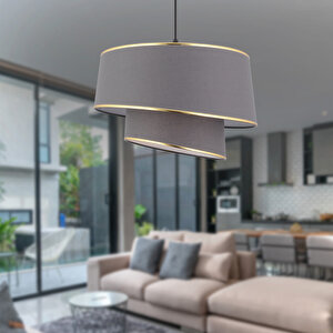 Paoni 2 Katlı Antrasit Gold Detaylı Modern Koridor,yatak Odası Salon Avize