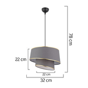 Paoni 2 Katlı Antrasit Gold Detaylı Modern Koridor,yatak Odası Salon Avize