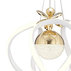 Pelin Tekli Beyaz Gold 3 Renkli 39 Watt Ledli Modern Oturma Odası, Koridor, Salon Led Avize