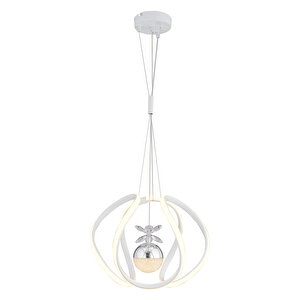 Leroy Tekli Beyaz Krom 3 Renkli 40 Watt Ledli Modern Oturma Odası, Koridor, Salon Led Avize