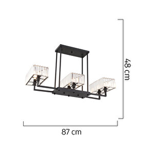 Brambles 6'lı Siyah Kristalli Taşlı Modern Tasarım Kristal Salon Avize