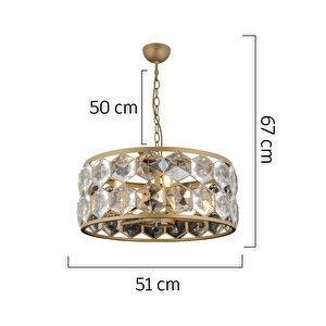 Roman 5'li Yuvarlak Eskitme Kristalli Taşlı Modern Tasarım Kristal Salon Avize