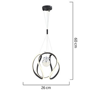 Leroy Tekli Siyah Krom 3 Renkli 40 Watt Ledli Modern Oturma Odası, Koridor, Salon Led Avize
