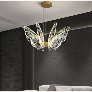 Exclusive Collection Luxury Modern Kelebek Sarkıt Led Avize Gold Sarı Kademeli 3 Renk