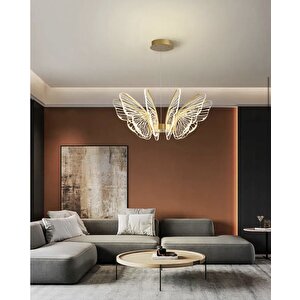 Exclusive Collection Luxury Modern Kelebek Sarkıt Led Avize Gold Sarı Kademeli 3 Renk