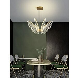 Exclusive Collection Luxury Modern Kelebek Sarkıt Led Avize Gold Sarı Kademeli 3 Renk