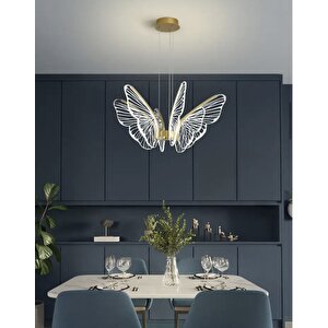 Exclusive Collection Luxury Modern Kelebek Sarkıt Led Avize Gold Sarı Kademeli 3 Renk
