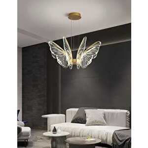 Exclusive Collection Luxury Modern Kelebek Sarkıt Led Avize Gold Sarı Kademeli 3 Renk