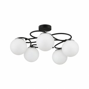 Rodonit 5li Siyah Krom Beyaz Camlı Modern Sarkıt Genç Odası Yatak Odası Retro Salon Avize