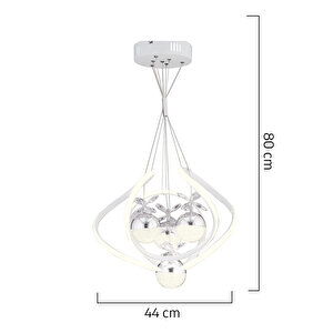Balca 4'lü Beyaz Krom 3 Renkli 84 Watt Ledli Kelebek Led Avize Top Avize Modern Oturma Odası, Koridor, Salon Led Avize