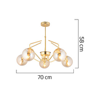 Mildred 5'li Gold Modern Sarkıt Genç Odası Mutfak Yatak Odası Salon Sarkıt Avize